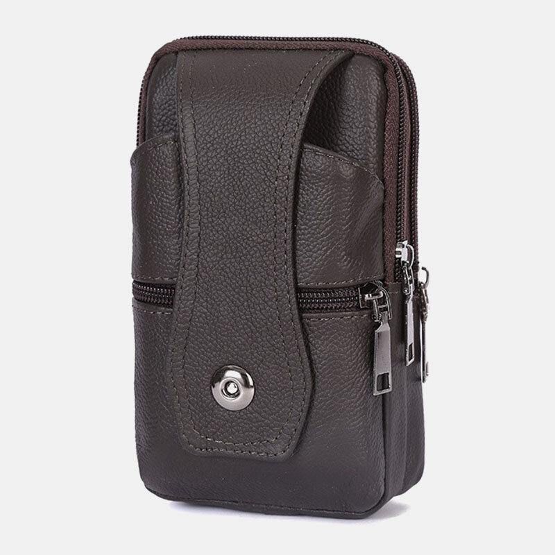 Menn Slitesterk Klaff Magnetisk Knappdesign Midjeveske Pustende Smakløs Belteveske 6.5 Tommers Telefonveske Crossbody-Vesker Med Skulderstropp