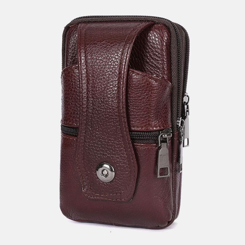 Menn Slitesterk Klaff Magnetisk Knappdesign Midjeveske Pustende Smakløs Belteveske 6.5 Tommers Telefonveske Crossbody-Vesker Med Skulderstropp