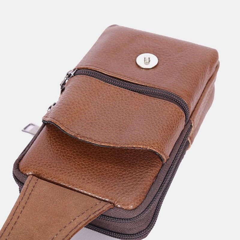 Menn Slitesterk Klaff Magnetisk Knappdesign Midjeveske Pustende Smakløs Belteveske 6.5 Tommers Telefonveske Crossbody-Vesker Med Skulderstropp