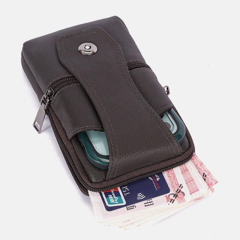 Menn Slitesterk Klaff Magnetisk Knappdesign Midjeveske Pustende Smakløs Belteveske 6.5 Tommers Telefonveske Crossbody-Vesker Med Skulderstropp