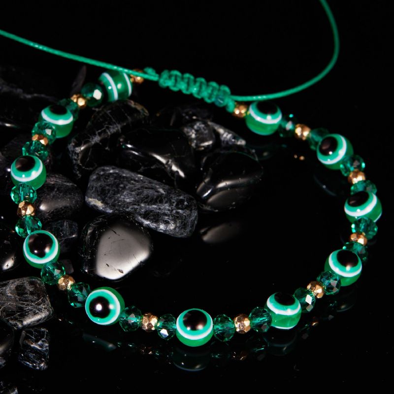 Eye Crystal Bead Pull Justerbart Armbånd