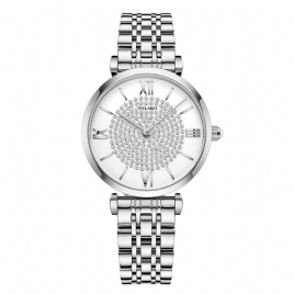 A0566 Trendy Elegant Dameklokker Hellegering Romertall Rhinestones Mount Dial Quartz Klokker