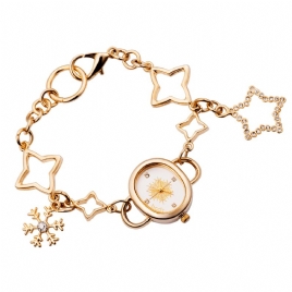 Asj Fashion Elegant Oval Dial Star Armbånd Dame Kvartsklokke Armbåndsur