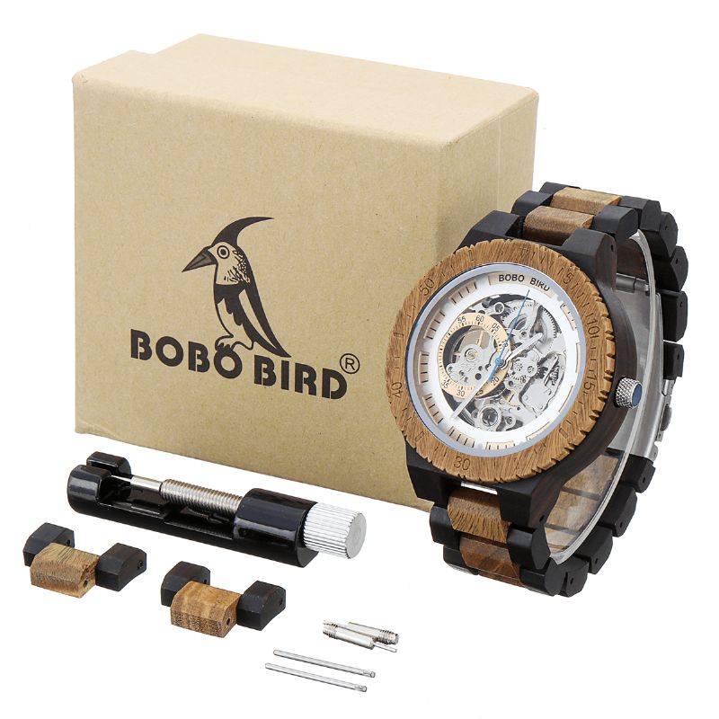Bobo Bird R05 Menn Wooden Luminous Håndarmbåndsur Mekanisk Klokke