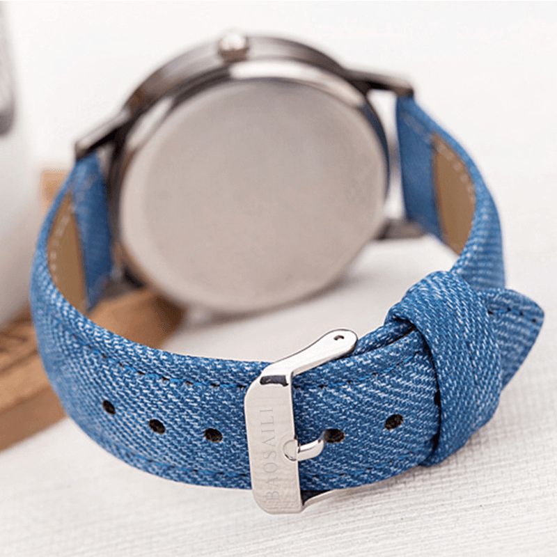 Casual Black Horse Desert Dial All-Match Denim Strap Herre Kvartsklokke Armbåndsur