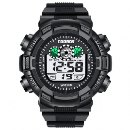 Coobos 0929 Fashion Menn Led Elektronisk Digital Klokke Lysende Kalender Vekkerklokke Vanntett Sport Klokke