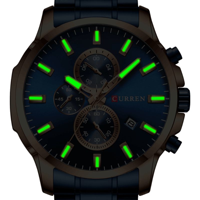Curren 8348 Full Steel Watch Band Kvartsklokke Luminous Display Business Herreklokke