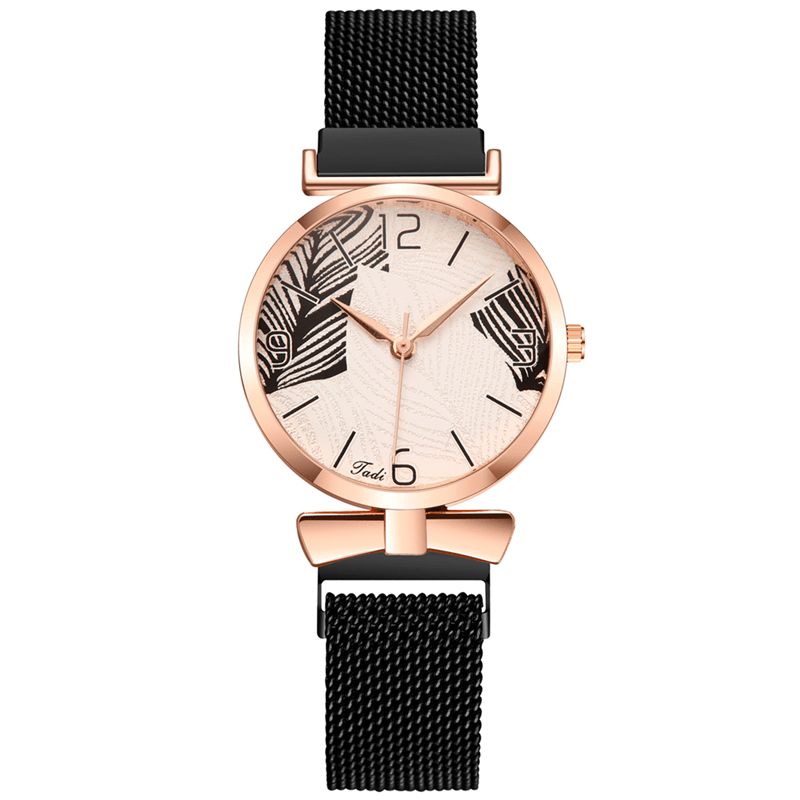 Deffrun A0507 Ultra Thin Casual Style Dame Armbåndsur Tremønster Urskive Rose Gull Legering Veske Kvartsklokke