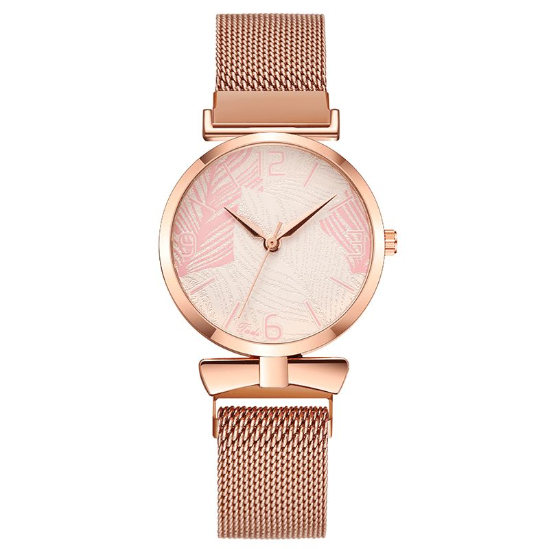 Deffrun A0507 Ultra Thin Casual Style Dame Armbåndsur Tremønster Urskive Rose Gull Legering Veske Kvartsklokke