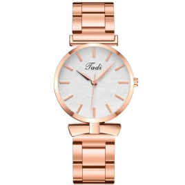 Deffrun Elegant Design No Number Dial Casual Dame Armbåndsur Rose Gold Case Full Alloy Kvartsklokke