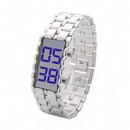 Deffrun Full Steel Justerbar Herre Armbåndsur Led Display Digital Watch