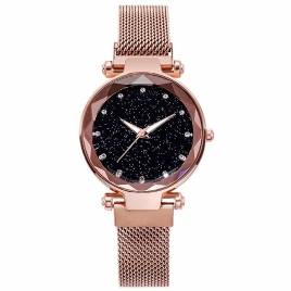 Deffrun Milan Strap Fashion Starry Sky Magnetic Dame Watch Starry Sky Watch Kvinne Kvartsklokke