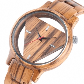 Deffrun Transparent Creative Wooden Armbåndsur Unik Design Herre Kvartsklokke