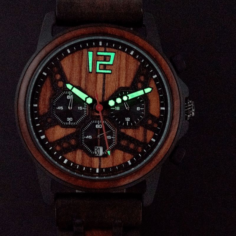 Dodo Deer D07 Retro Wooden Luminous Date Display Kvartsklokke Armbåndsur Med Gaveeske