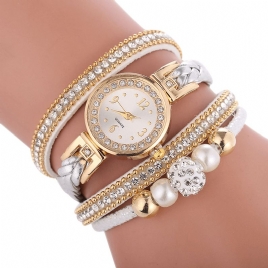 Fashion Circle Armbånd Diamond Simple Dial Dame Kjole Kvinner Kvartsklokke