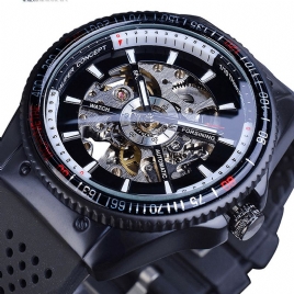 Forsining Gmt963 Fashion Herre Watch Silikon Band Automatisk Casual Mekanisk Watch