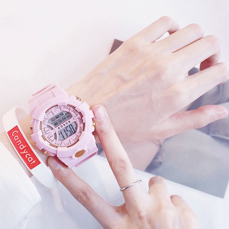 Honhx 592 Fashion Casual Time Week Display Silikonrem Led Digital Watch Dameklokke