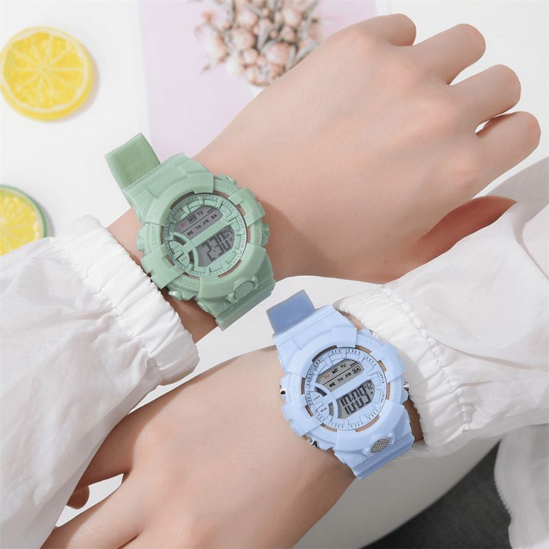 Honhx 592 Fashion Casual Time Week Display Silikonrem Led Digital Watch Dameklokke