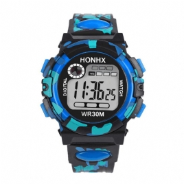 Honhx 62 Fashion Herreklokke Lysende Dato Uke Display Multi-Function Camouflage Sport Digital Watch