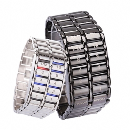 Led Display Par Klokke Lysende Kalender Elektronisk Digital Klokker Metal Chain Watch
