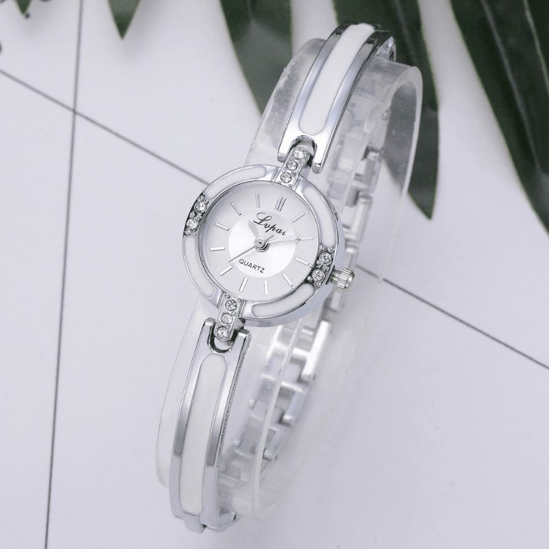 Lvpai P282 Crystal Diamond Armbånd Watch Full Steel Casual Style Quartz Klokker