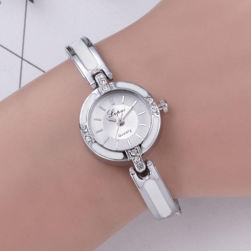 Lvpai P282 Crystal Diamond Armbånd Watch Full Steel Casual Style Quartz Klokker