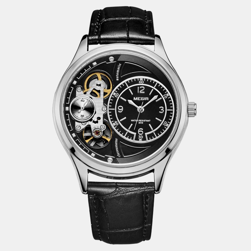 Megir 2017G Business Style Herre Armbåndsur Hollow Dial Automatisk Mekanisk Klokke