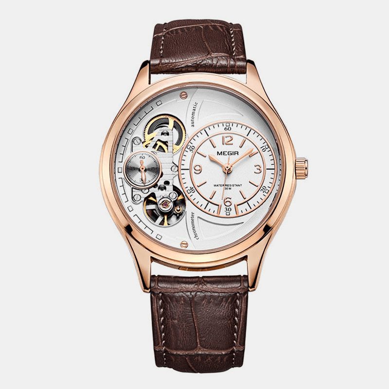 Megir 2017G Business Style Herre Armbåndsur Hollow Dial Automatisk Mekanisk Klokke