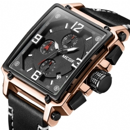 Megir 2061 Unik Style Armbåndsur For Herre Kronograf Dato Lysende Antall Kvartsklokke