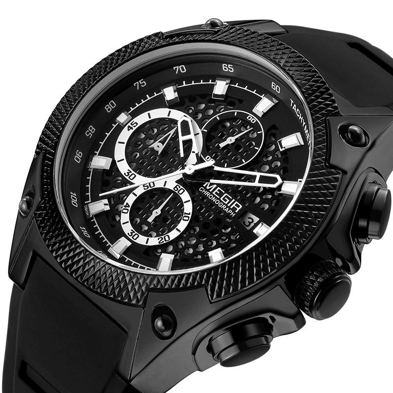 Megir 2127 Fashion Herreklokke Multi-Function Chronograph Sport Kvartsklokke