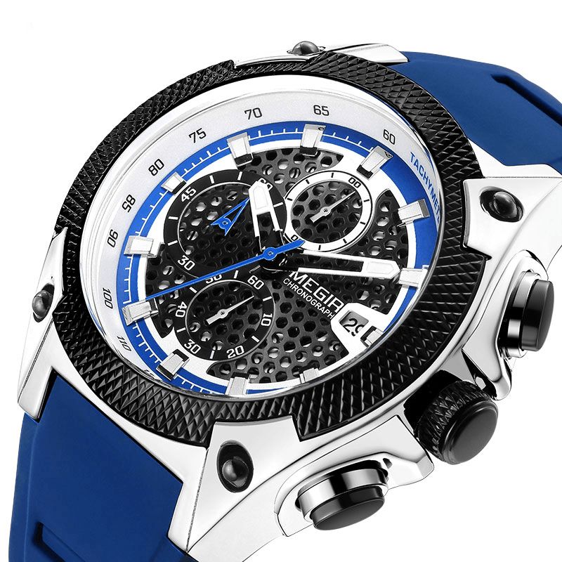 Megir 2127 Fashion Herreklokke Multi-Function Chronograph Sport Kvartsklokke