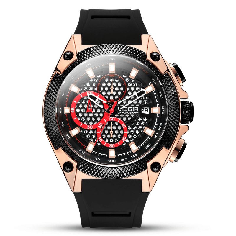 Megir 2127 Fashion Herreklokke Multi-Function Chronograph Sport Kvartsklokke