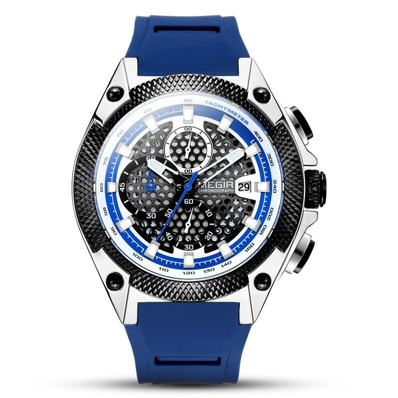 Megir 2127 Fashion Herreklokke Multi-Function Chronograph Sport Kvartsklokke