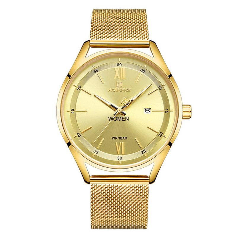 Naviforce 3013 Casual Style Dame Armbåndsur Lysende Vis Kalender Kvartsklokke