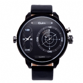 Oulm 3221B Dual Time Zone Big Dial Creative Watch Unik Design Kvartsklokker For Menn