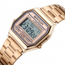 Sanda 405 Digital Watch Luksus Multifunksjonsrem I Rustfritt Stål Business Herre Armbåndsur