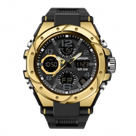 Sanda 6008 Sport Style Vekkerklokke Lysende Display Klokke Mote Menn Vanntett Dual Display Digital Watch