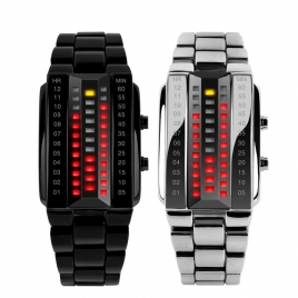 Skmei 1013 Fasjonable Creative Couple Led Display Watch Full Steel Band Digital Watch