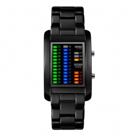 Skmei 1103 Business Style Led Display Armbåndsur Stålbånd Creative Style Digital Watch