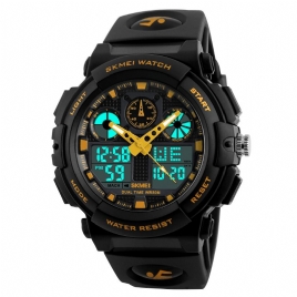 Skmei 1207 Herre Sport Chorongraph 50M Vanntett Lysende Dual Display Digital Watch