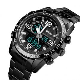 Skmei 1453 Luxury Herre Stoppeklokke Kalender Sport Rustfritt Stål Dual Display Digital Watch