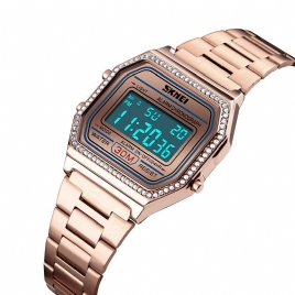 Skmei 1474 Casual Dameklokke 3Atm Waterproof El Light Week Display Mote Digital Watch