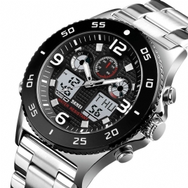 Skmei 1538 Business Style Dual Display Klokke Alarm Multifunksjon Metal Case Herre Digital Watch