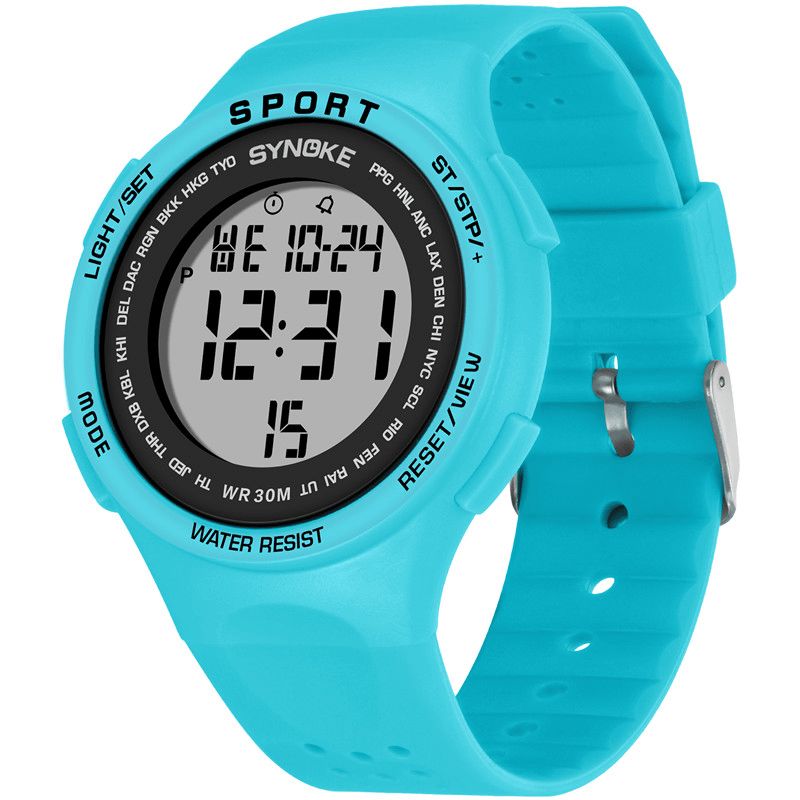 Synoke 9616 El Display Silikonrem Sport Klokke 3Atm Vanntett Alarm Student Digital Watch