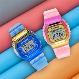 Synoke 9622 Gradient Color Watch Case Fashion Style Kvinner Menn Lysende Display Par Digital Watch