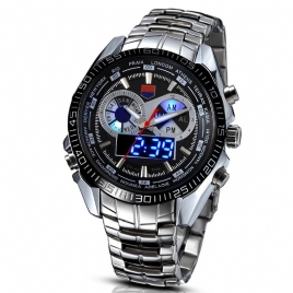 Tvg 468 Herre Luxury Steel Band Dato Lysende Display Mote Sport Dual Display Digital Watch