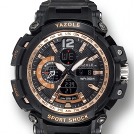 Yazole 481 482 Sport Stoppeklokke Timing Kalender Uke Lysende Dual Display Digital Watch