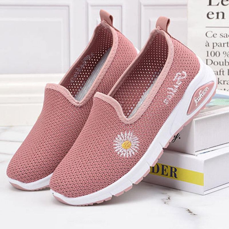 Dame Daisy Decor Mesh Comfy Pustende Casual Slip On Sneakers