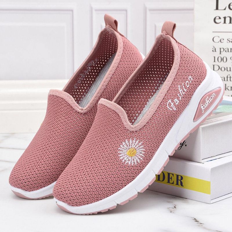 Dame Daisy Decor Mesh Comfy Pustende Casual Slip On Sneakers