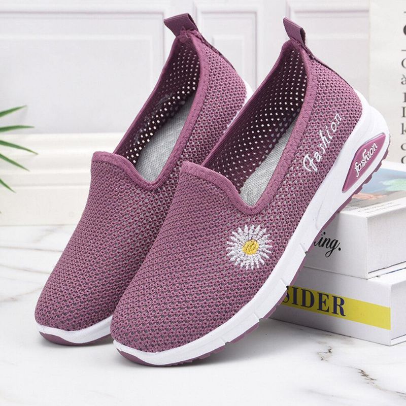Dame Daisy Decor Mesh Comfy Pustende Casual Slip On Sneakers